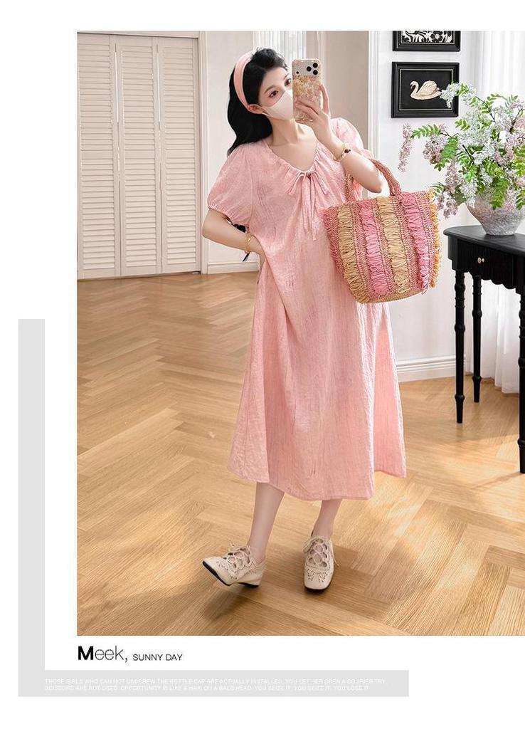2026 Summer French V-Neck Tie-Dye Casual Loose Dress
