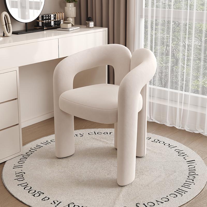 Luxury Modern Influencer Makeup Chair with Cream-Style Backrest for Bedroom Vanity
