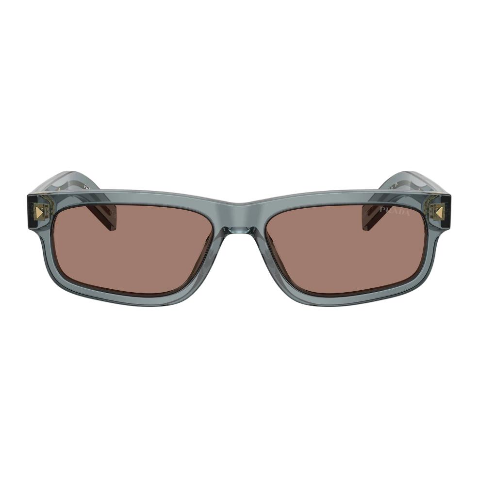 Prada Logo Side Acetate Rectangular Sunglasses Men Sunglasses Light-Gray Blue SPR-B11-S-17T-05D