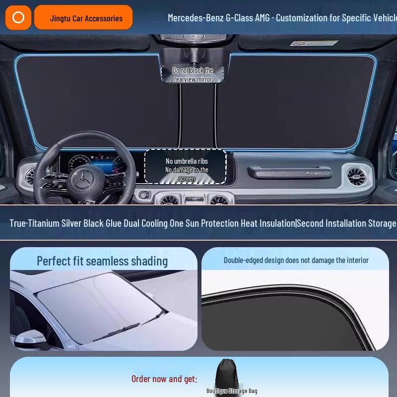 Mercedes Sunshade for GLC, C260L, E300L, GLB C-Class - Windshield Heat Insulation Curtain