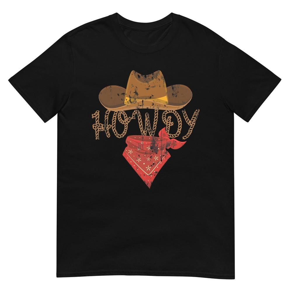 

Western Cowboy Tees Howdy T-Shirt - Classic Fit, Short Sleeve, Black S