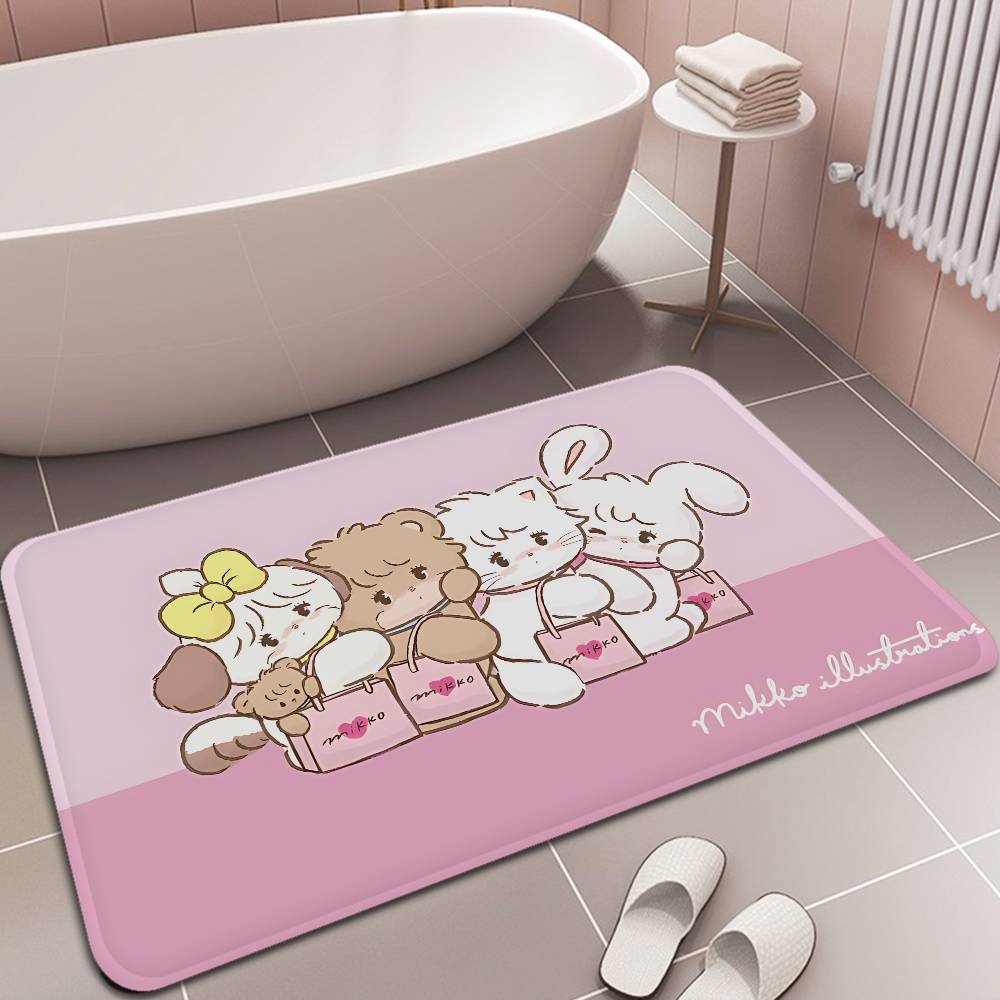 Cute Cartoon Mikko Cat Floor Mat Rectangle Anti-slip Home Soft Badmat Front Door Indoor Outdoor Mat Hotel Decor Mat