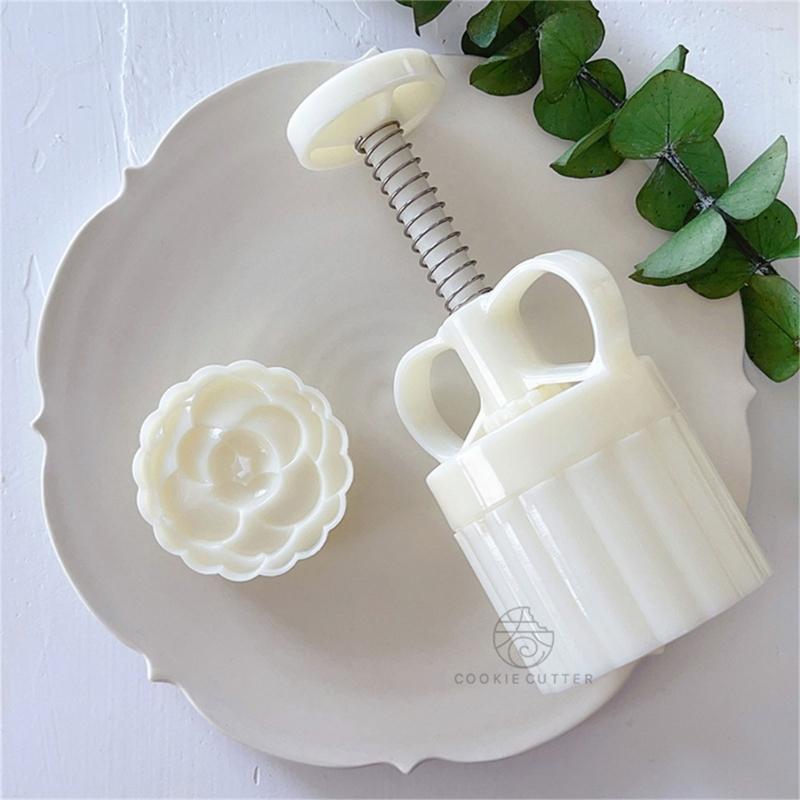Camellia Flower Mooncake Press Mold Cookie Stamps Chinese MidAutumn Moon Cake Makers Decoration Tool for DIY Cookie