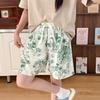 Home pants cartoon beach pants pajama pants cloud cotton shorts loose and thin casual summer can be worn outside the new high waist