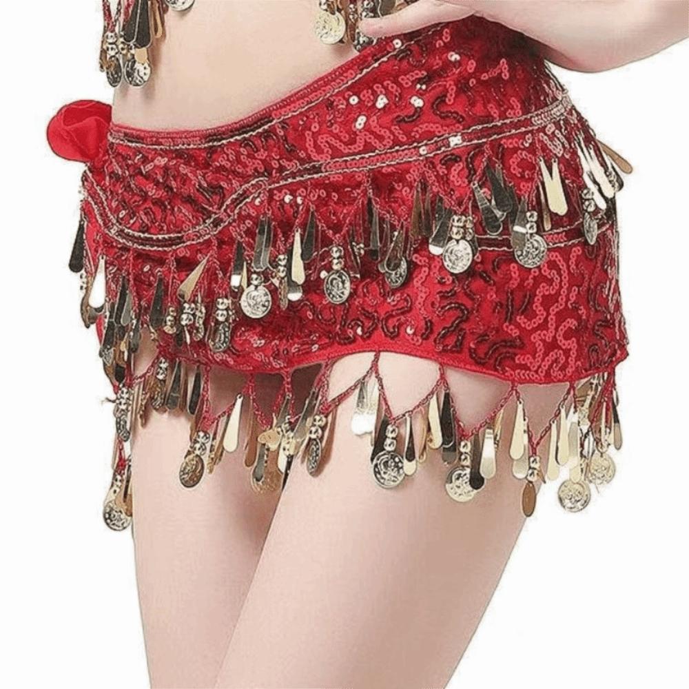 Glitter Sequins Belly Dance Waist Chain Hollow Bellydance Coins Belt Hip Scarf Skirt  Ladies