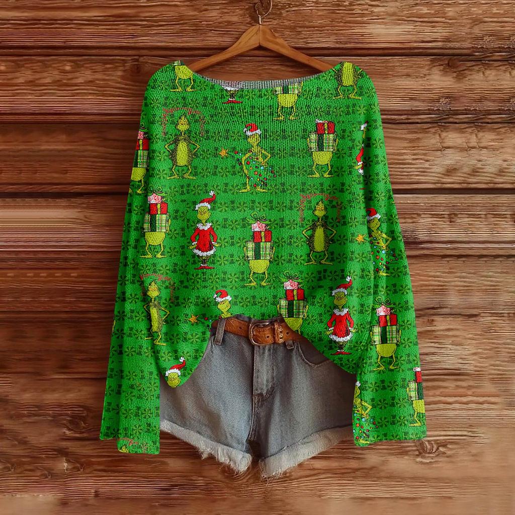 Women's Fashion Long Sleeve Christmas Snowman Snowflake Print Jacket Cardigan