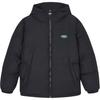 Windproof Warm Solid Color Down Jacket With Hood Unisex Outerwear Carbon-Black L424U108-0018