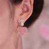 Sweet Pink Love Heart Drop Earrings For Women Korean Style Elegant Dangle Earrings Lovely Bride Lady Brincos Jewelry Gifts