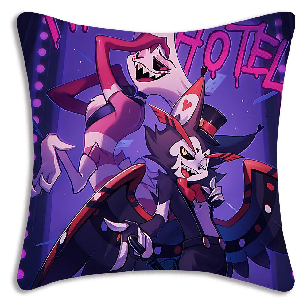 Anime H-Hazbins H-Hotel Pillow Covers Cartoon Sofa Decorative Home Double-sided Printing Short Plush Cute Cushion Cover