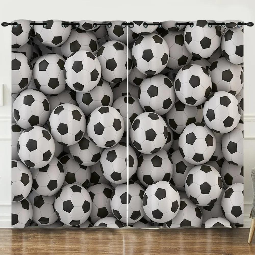 Fotballer Fotballdesign Blå Gardiner Vindusbehandling Draperier Vindusgardiner For Stue Soverom Barnerom Hjemmeinnredning