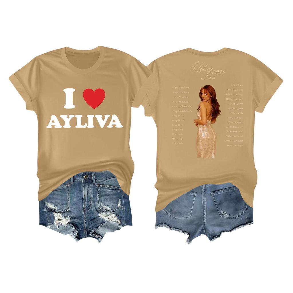 Kvinners avslappet trykket t-skjorte rund hals genser kort ermet topp