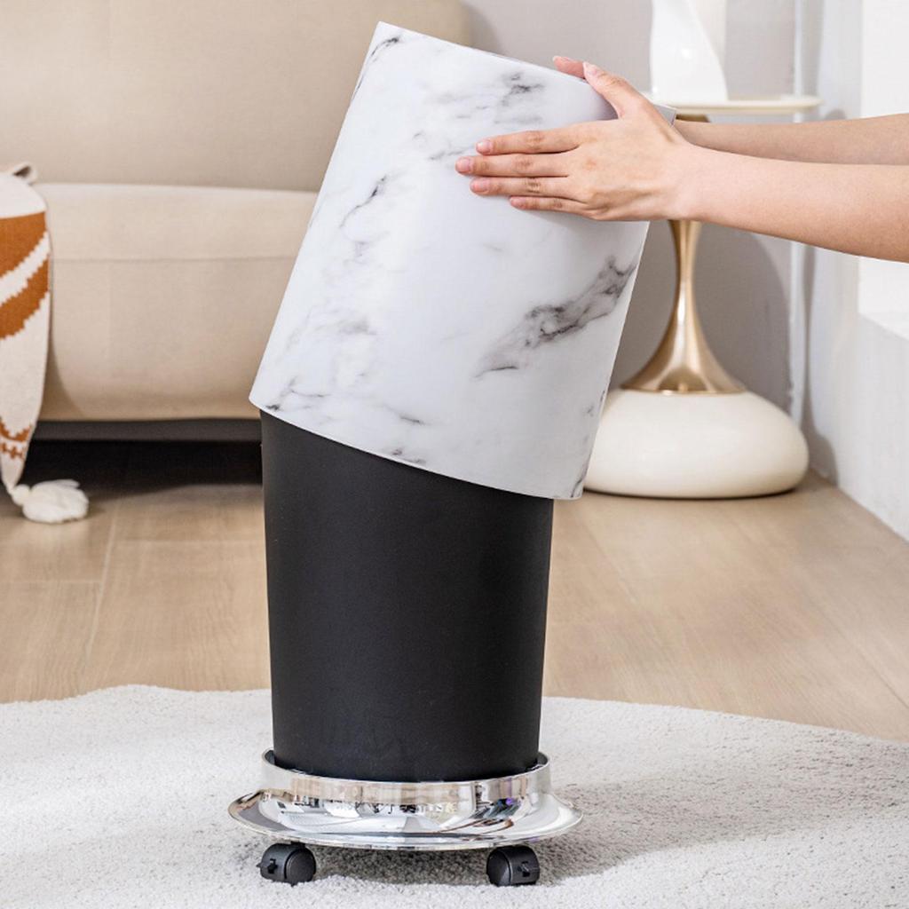 Marble Trash Bin Household Trash Bin Double Layer Household Trash Can Rolling Garbage Bin Removable Inner for Bedroom Home