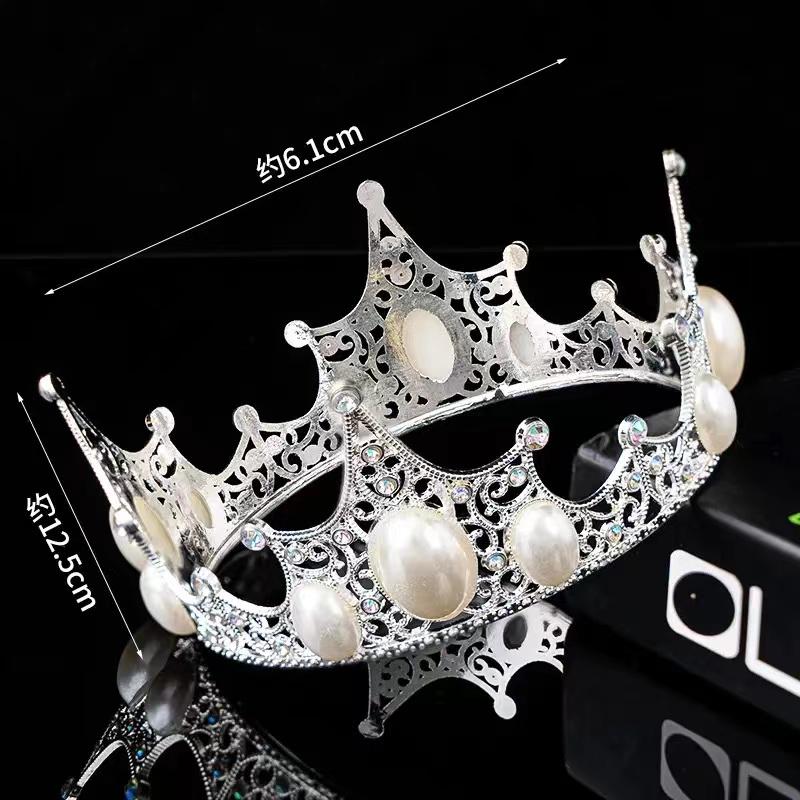 Children's Pearl Crystal Tiara Headband - Birthday Crown Cake Decoration and Adult Hair Accessory