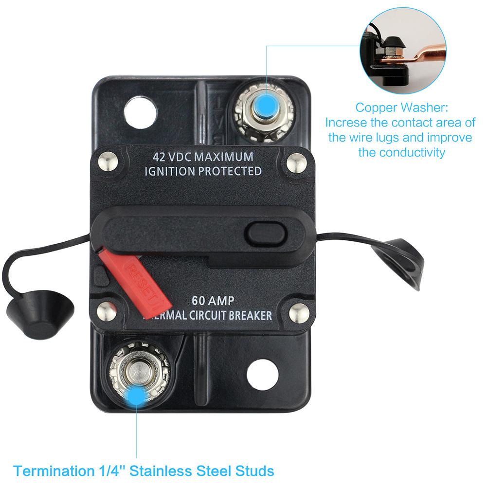 DaierTek 20A-300A Circuit Breaker 12V Trolling with Reset Boat Power Protect for Audio Fuse Car 48VDC Waterproof Fuses4