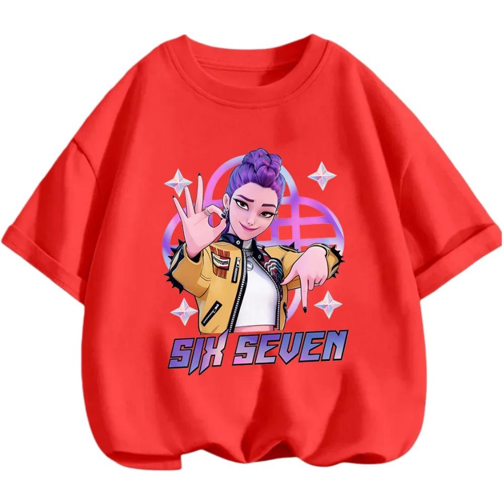 Fashion Trendy Fun 2026 67 Six Seven Crew Neck Tshirt 3-14Y Boys Girls Summer Cute Kawaii Cartoon Street Hot Outdoor Casual