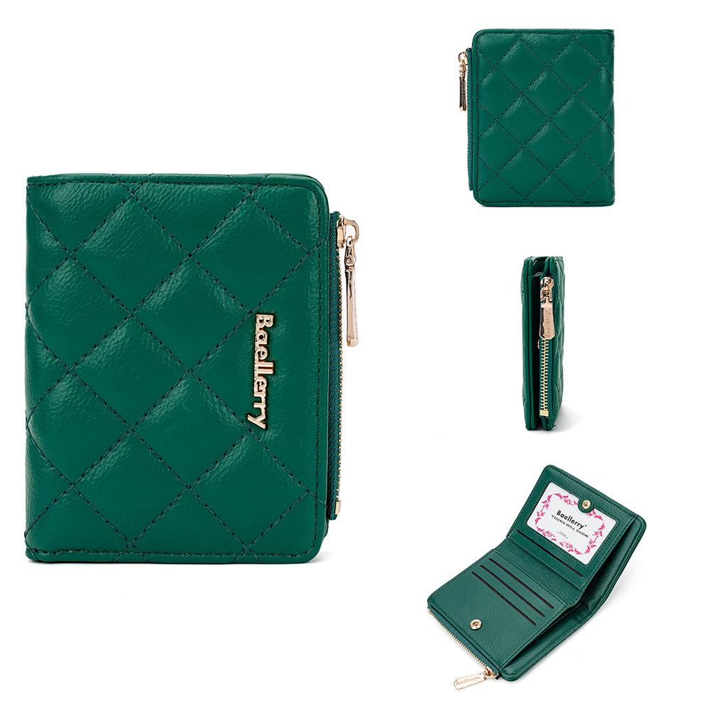Женский короткий кошелек многокарточный кошелек для мелочи корейская версия универсальный кошелек на молнии держатель для карт one size зелёный 1300₽