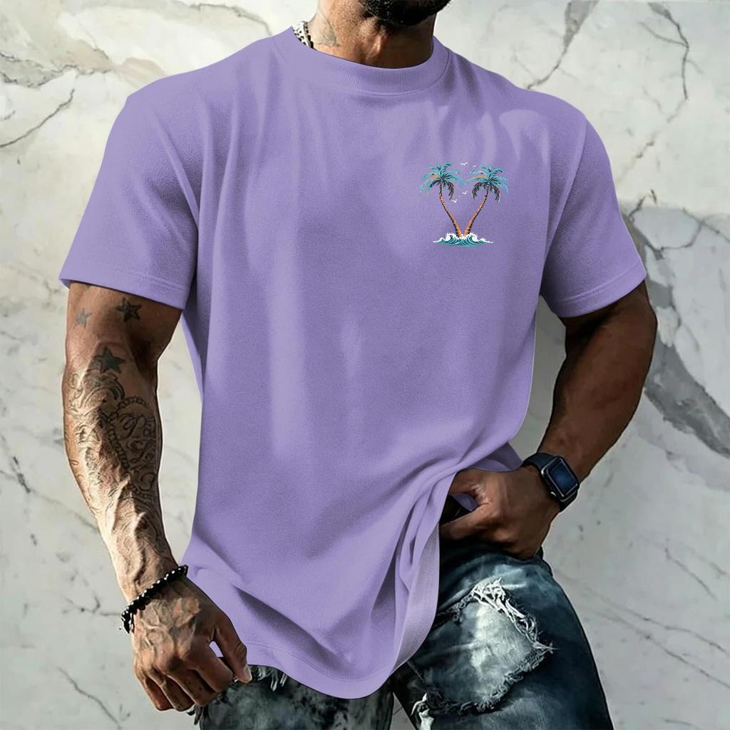 Men's Vintage Texture Print Short Sleeve T Shirt Loose Fit Casual Summer Daily Wear Crew Neck Top