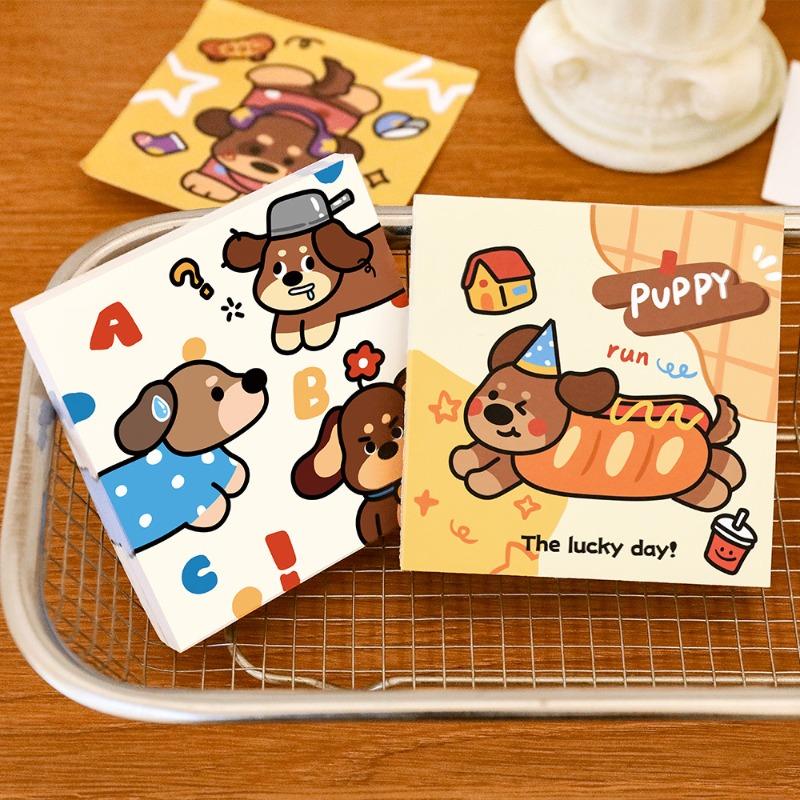 20Pcs Cartoon Dachshund Puppy Sticky Notes Students Can Tear Message Memo Notes Cartoon High-Looking Stationery Student Gift