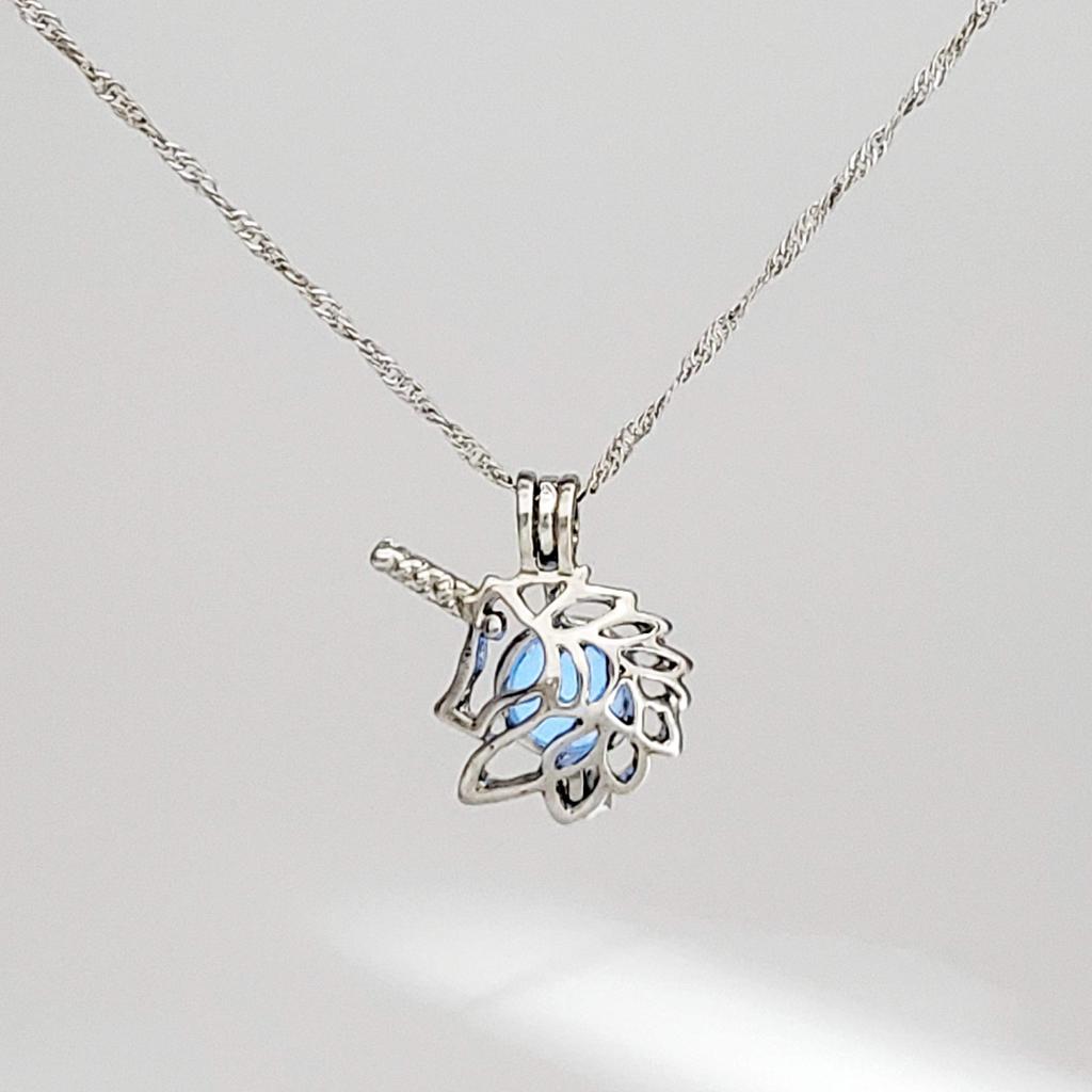 [jupica] Glow-in-the-Dark Necklace, Luminous and Phosphorescent Pendant, Fantasy 2-Piece Pair, Unicorn Horn, Forest Design