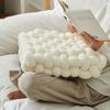 Living Room Soft Plush Knot Cushion,Sofa Pillow Solid Square Hand-Woven Home Throw Pillow,Square Woven Seat Cushion