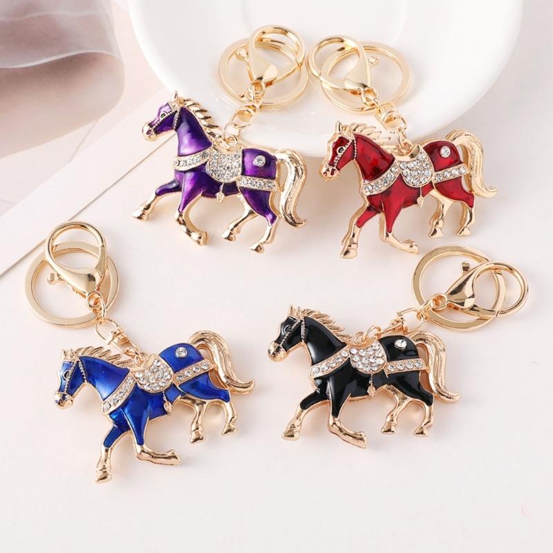 Alloy Horse Shaped Keychain for Vehicles and Bags Multifunctional Design Small Size Ornament Convenience Gift