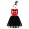 Kids Girls Sleeveless Bowtie Mesh Tutu Dress For Halloween Christmas Cosplay Birthday Party Fancy Dress Up