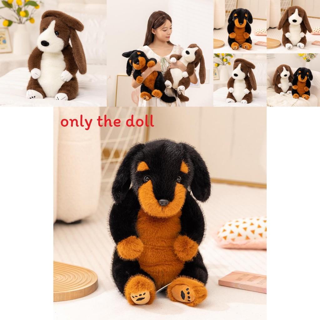Authentic Dog Plush Figures In Rottweiler And Basset Hound Shapes With Premium Plush Material For Home Decor