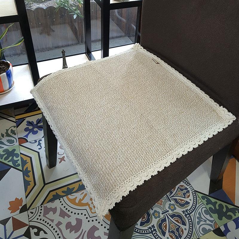 Seat Cushion Lace-up Thick Fabric Four Seasons Seat Cushion Summer Cotton Linen Office Student Dining Chair Stool Cushion