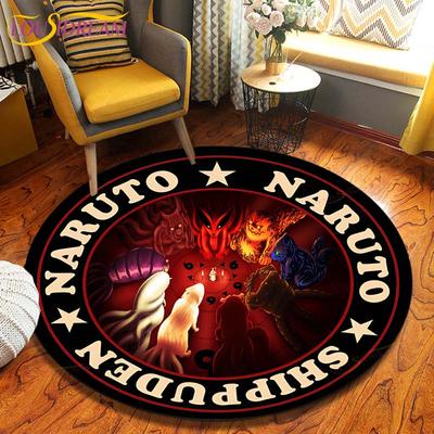 Anime Naruto Round Carpet Floor Mat Bedroom Flannel Animal Rug Anti-Slip Baby Play Mat Kids Room Decoration Mats
