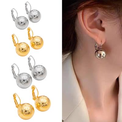 Runde Kugel Ohrhänger Hohl Edelstahl Creolen Glattes Metall Ohrpiercing Schmuck Party Mädchen Weibliches Geschenk