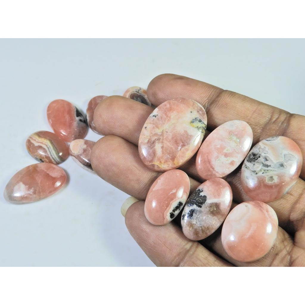 19-29MM 313Cts. Natural Rhodochrosite Oval Cabochon Loose Gemstone 16Pcs Lot C-886