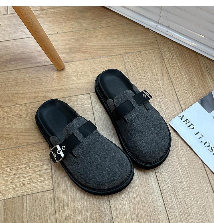 Retro Bag Head Half Slippers Autumn 2025 New Outer Wear Platform One Pedal Lazy Shoes Boken Birken Slippers