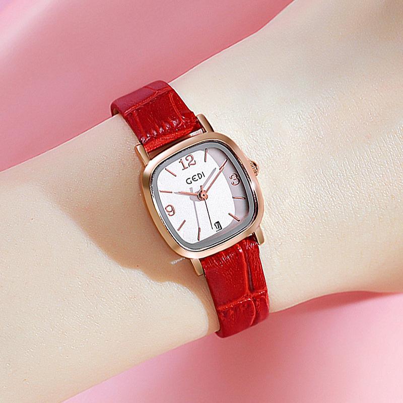 

Korean Classic Vintage Square Belt Women S Fashion Trend Compact Student Calendar Quartz Waterproof Watch