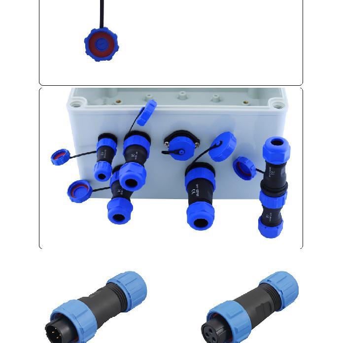 SP13 Waterproof Connector Male Plug Female Socket Panel Mount Wire Cable Connector Aviation Plug IP68 2/3/4/5/6/7/9 Pin GBDQA Plug Connectors 4