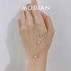 Modian Brands Simple 925 Sterling Silver Geometric Cut Sparkling Zircon Pendant Necklace for Women Wedding Engagement Jewelry