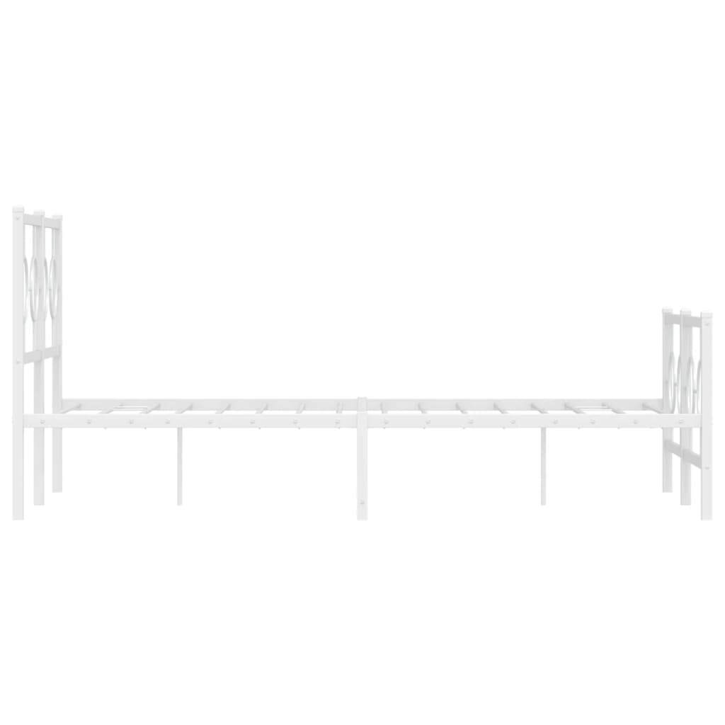 Metal Bed Frame with Headboard and Footboard White 120 x 200 cm