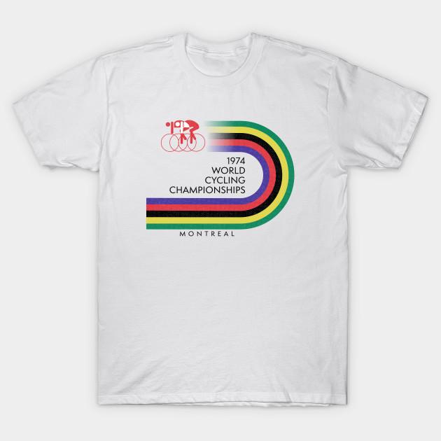 

Men Black Print T-shirt Retro Cycling - World Cycling Championships Montreal 1974 No-Cut Transfer Paper Print Cotton Tshirt -... S разноцветный