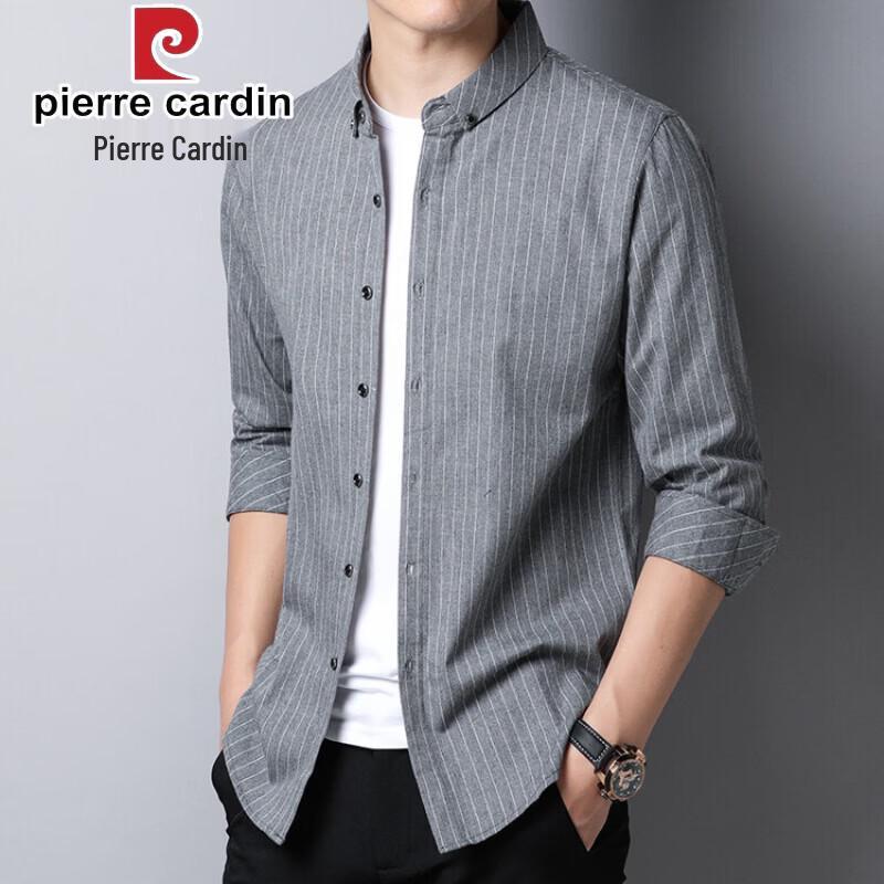 Pierre Cardin Men's Striped Business Casual Long-Sleeve Shirt