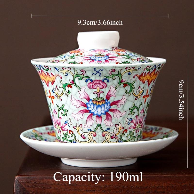 

190ml Enamel Covered Bowl Ceramic Hover Tea Cup Chinese High-end Household TeaSet accessoryTea Making Utensils drink tea