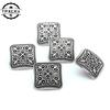 10pcs Geometric Square Antique Silver Flower Metal Shank Button For Clothes Jeans Sewing DIY Decorative Crafts