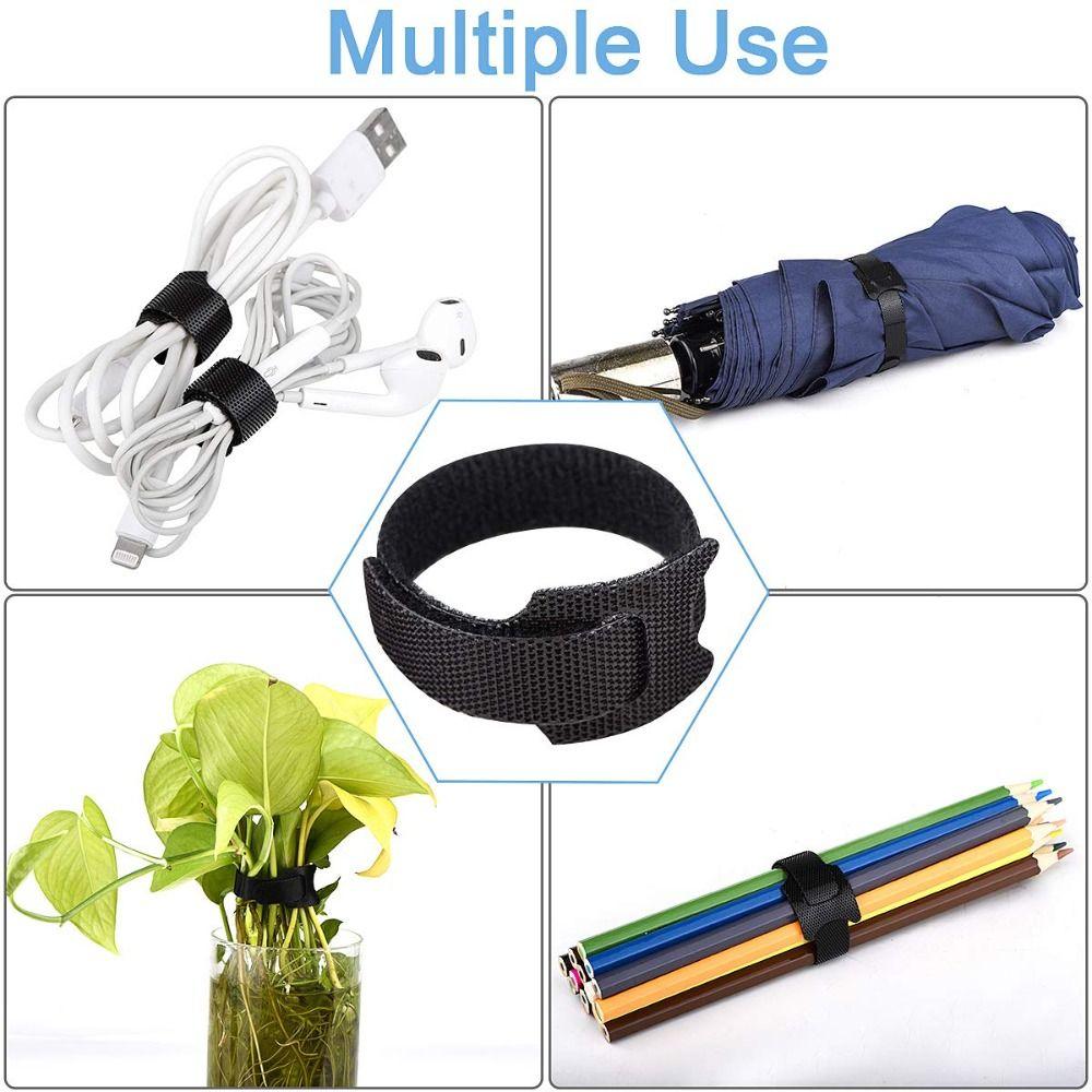 50pcs Releasable Winder 50pcs Hoop Tape Reusable Cable Organizer  Wire Management