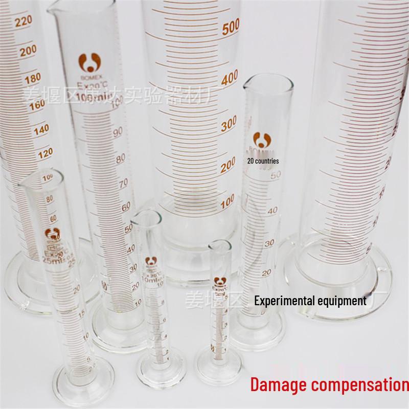 Thickened Glass Graduated Cylinder Set: 5ml to 2000ml 6*100 Draining Rod
