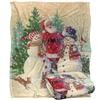 JQ Licensing Silky Snowman Santa Claus Christmas Supersoft Blanket