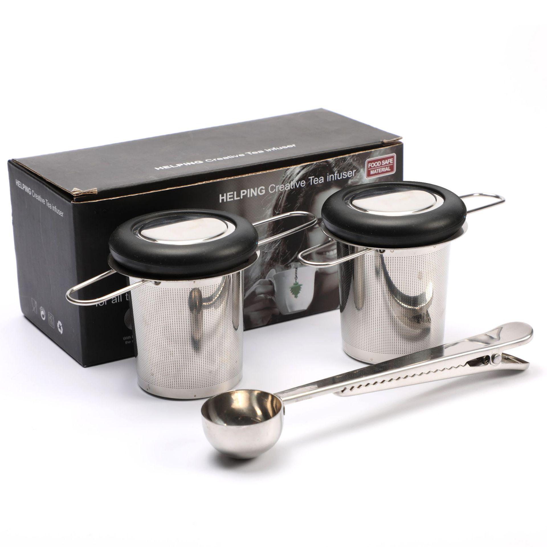 

304 Stainless Steel Silicone Tea Infuser with Folding Handle - Spoon, Strainer, Filter, Separator As Pictured