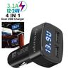 4 In 1 Dual USB Car Charger 3.1A 5V Fast Adapter Socket Digital Display Voltage Temperature