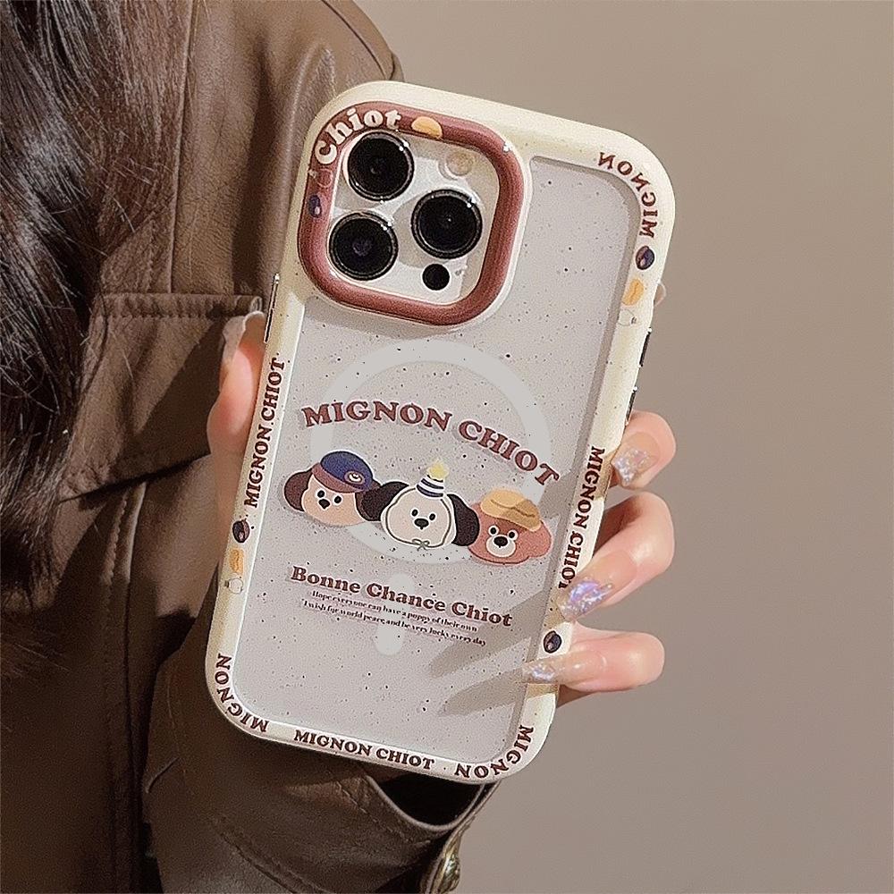 

For IPhone16 Mobile Phone Case for Apple 17ProMax Cute Puppy Head 13 Hanging Chain 12 Magnetic Suction 14 Acrylic 11 6.1