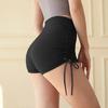 New Nude Yoga Shorts For Women, Pleated Drawstring Fitness Shorts For Outerwear, Anti Glare Running Sports Hot Pants For Women