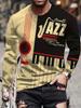 Music Lover's Long Sleeve T-Shirt, Jazz Instrument Graphic, Trendy Casual Top