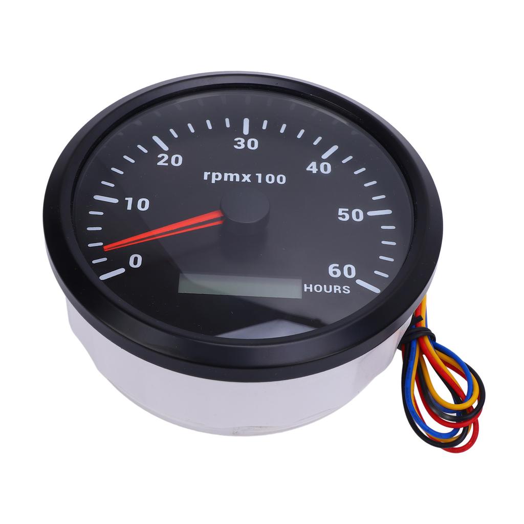 110mm 4 3 8in Tachometer 7 Color Backlight 6000RPM Gauge with Hour Meter for Truck Tractor Trailer Car RV Boat DC 9 To