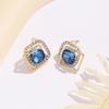 S925 Sterling Silver Korean Zircon & Blue Diamond Stud Earrings - Elegant & Trendy Women's Fashion